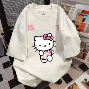 Áo thun oversize ngắn tay ,áo phông in hoạt hình hello kitty 15 chất cotton thoáng mát dễ mặc hotrend Hàn
